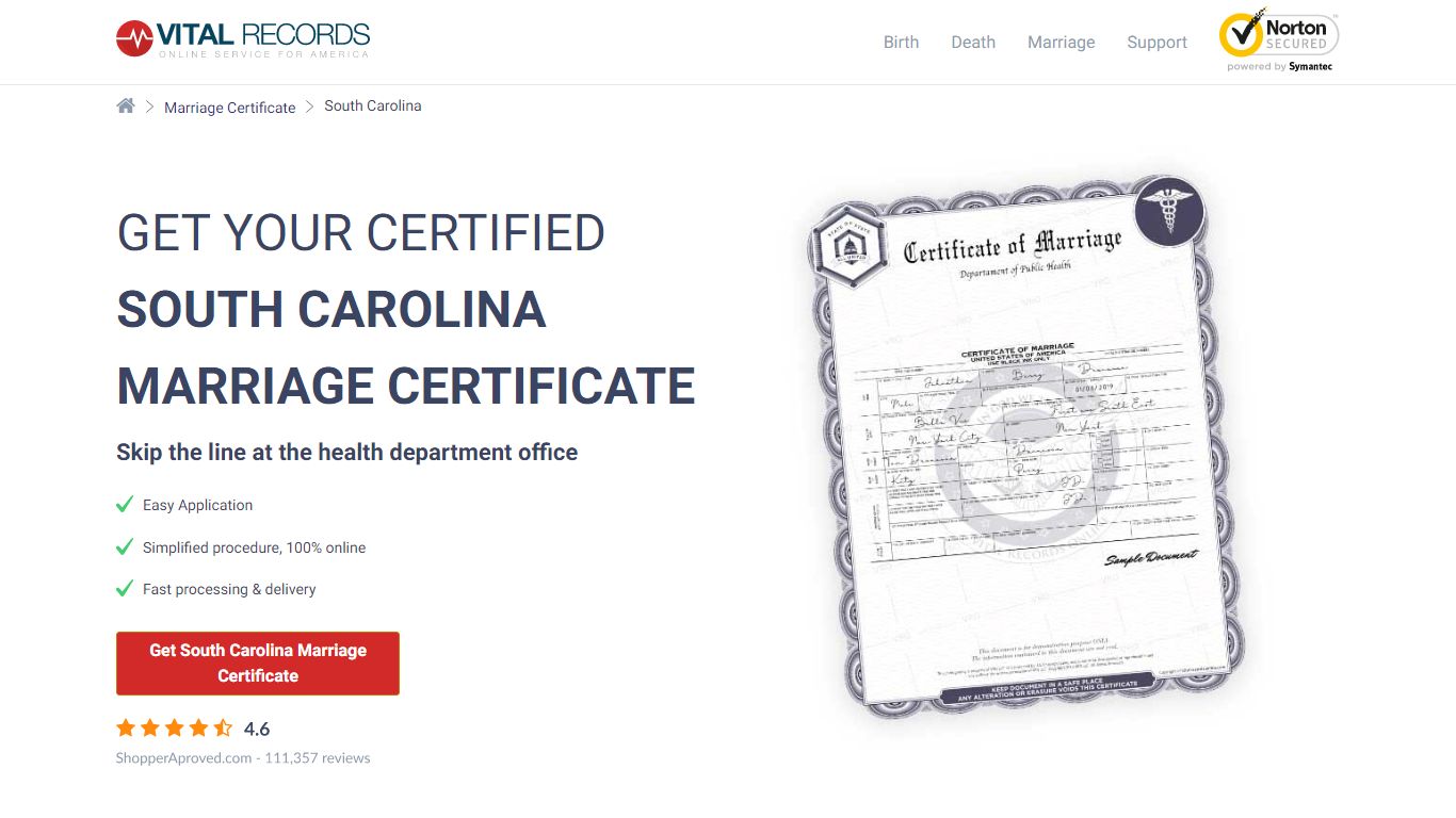 Get Your Certified South Carolina Marriage Certificate